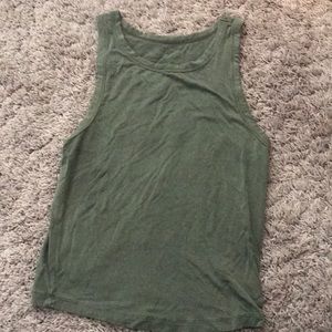 olive green high neck fitted tank